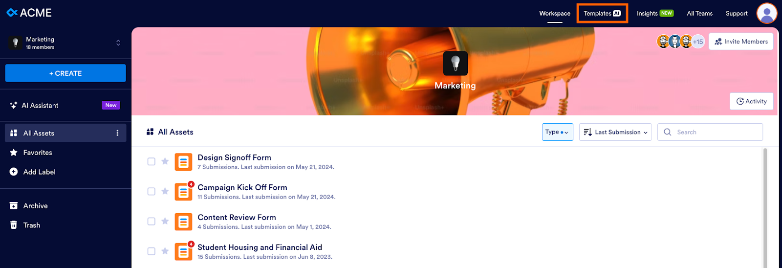 Highlighting the Templates link on the Header