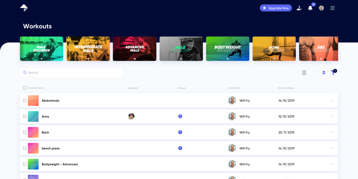 Benutzeroberfläche von My PT Hub