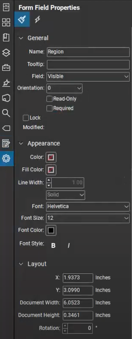 Bluebeam Revu interface showing the Form Field Properties menu