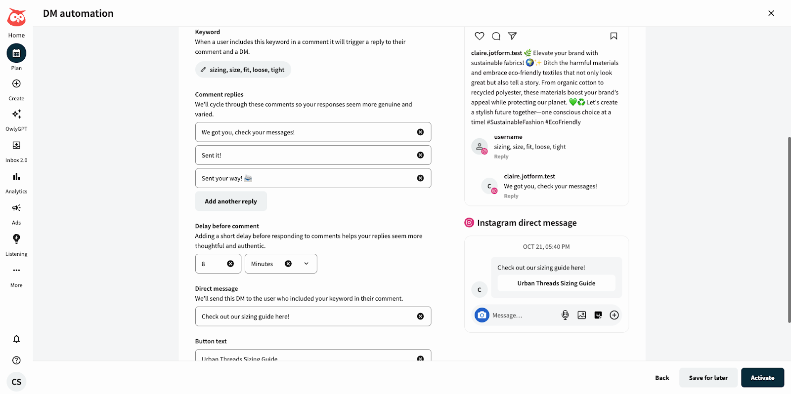 Hootsuite DM Automation Options
