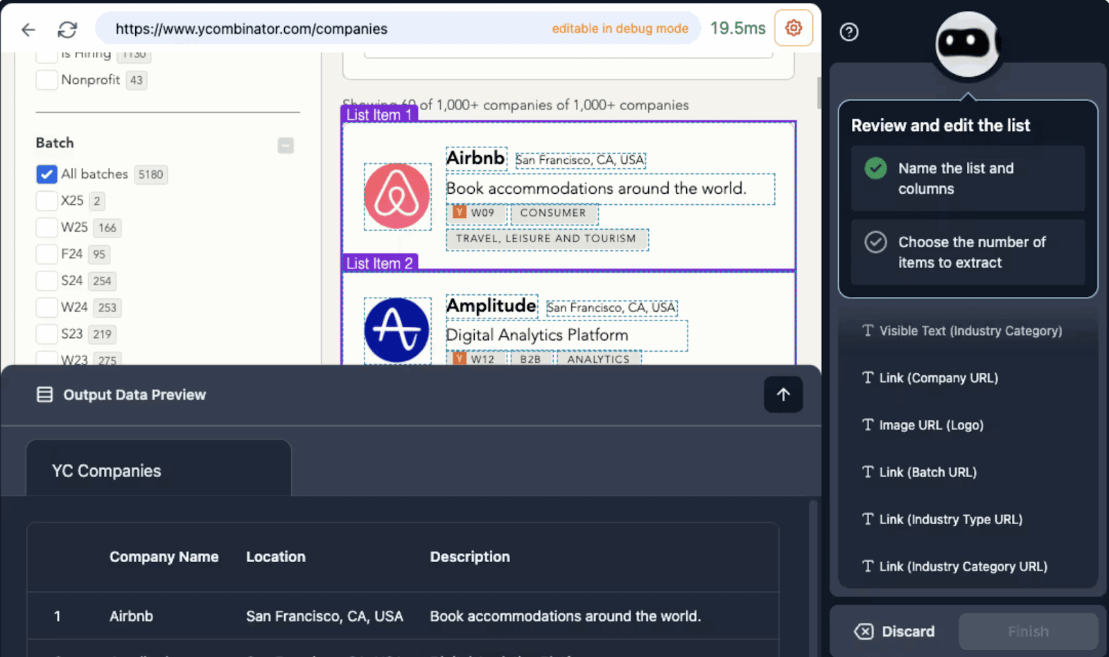 Interface utilisateur Browse AI