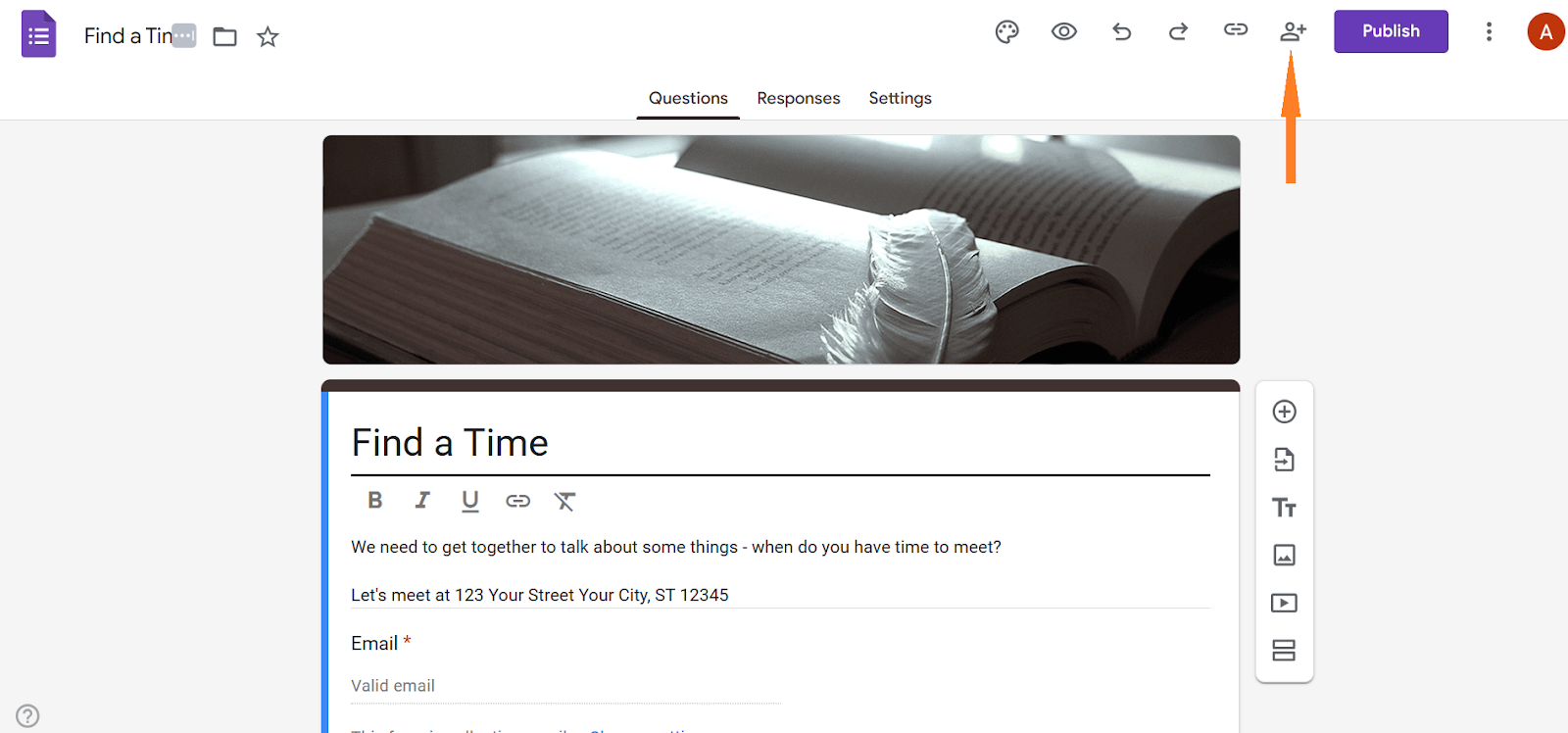Google Forms Share Button