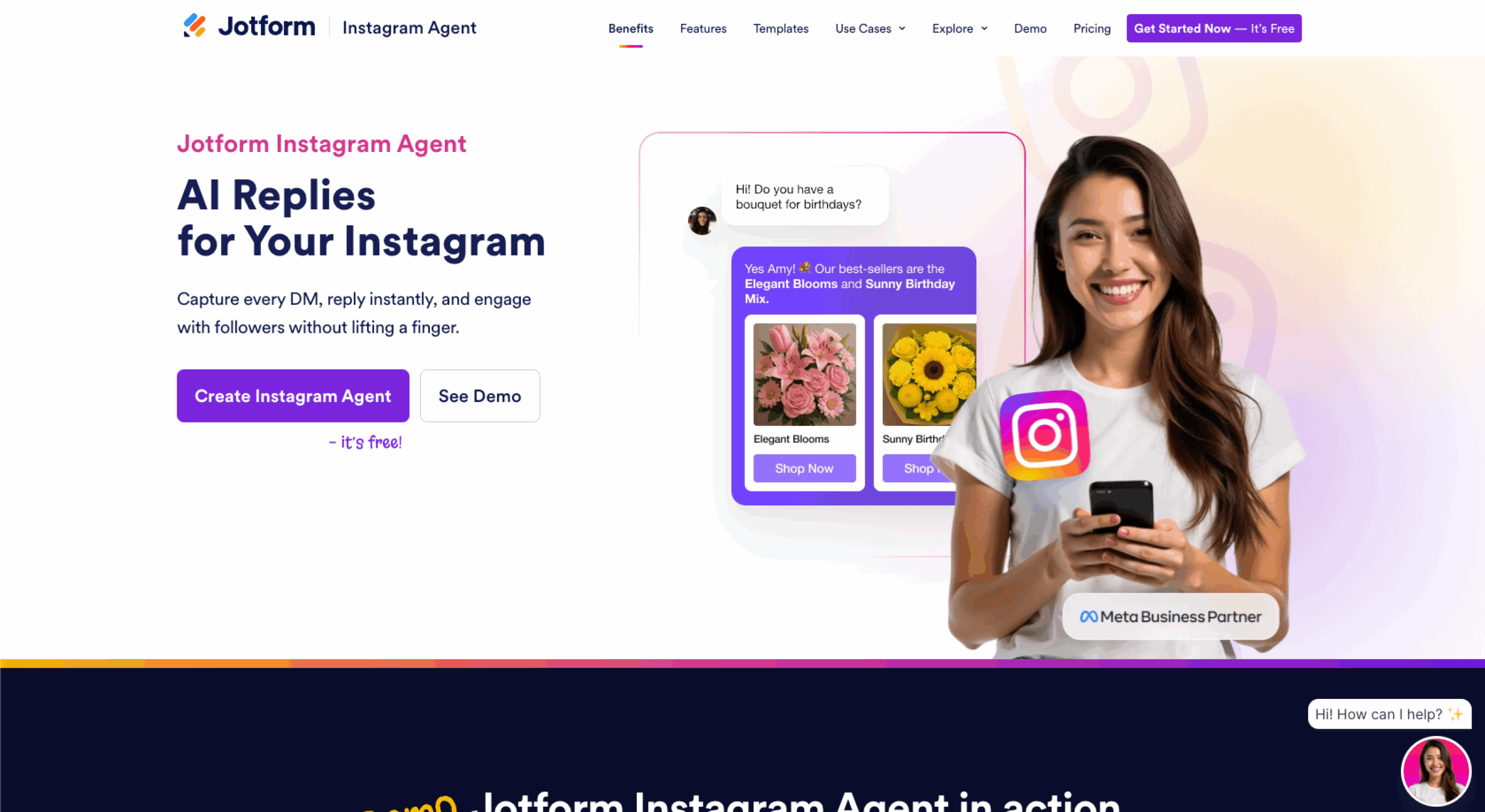 Jotform Instagram Agent Landing Page