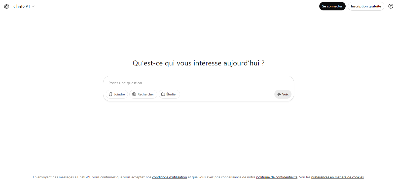 Interface utilisateur ChatGPT