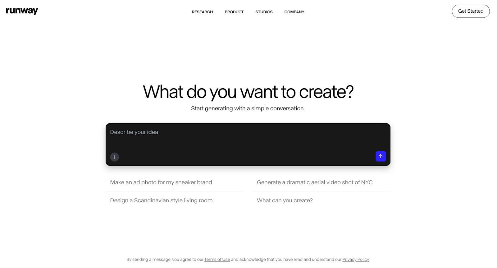 Page d’accueil Runway