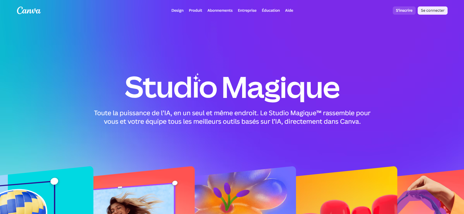 Page d’accueil de Studio Magique Canva