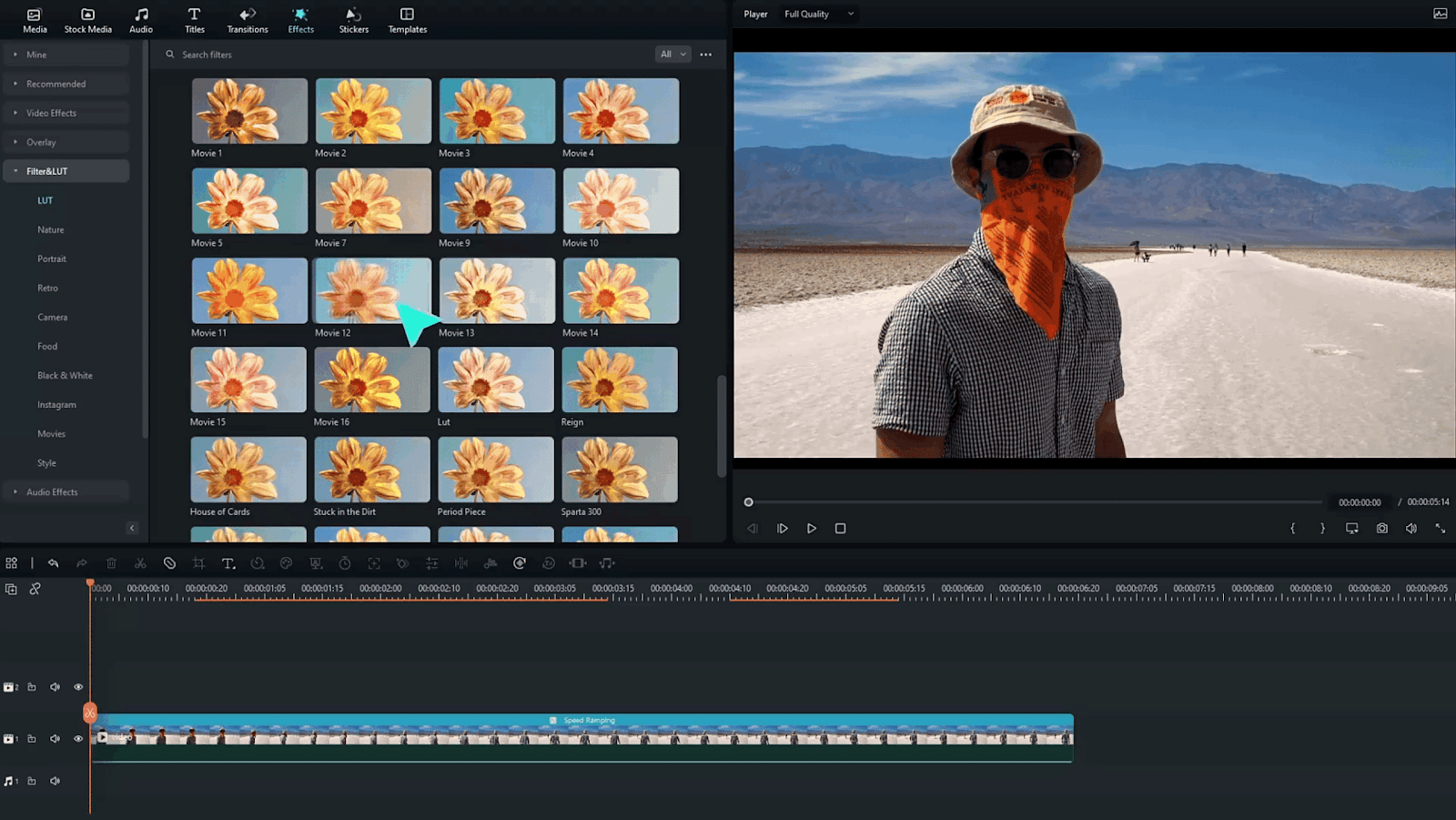Interface utilisateur Filmora