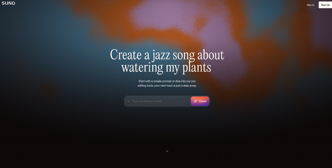 Page d’accueil Suno
