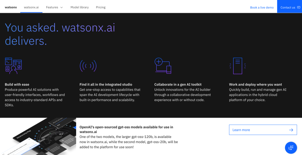 IBM watsonx Landing Page