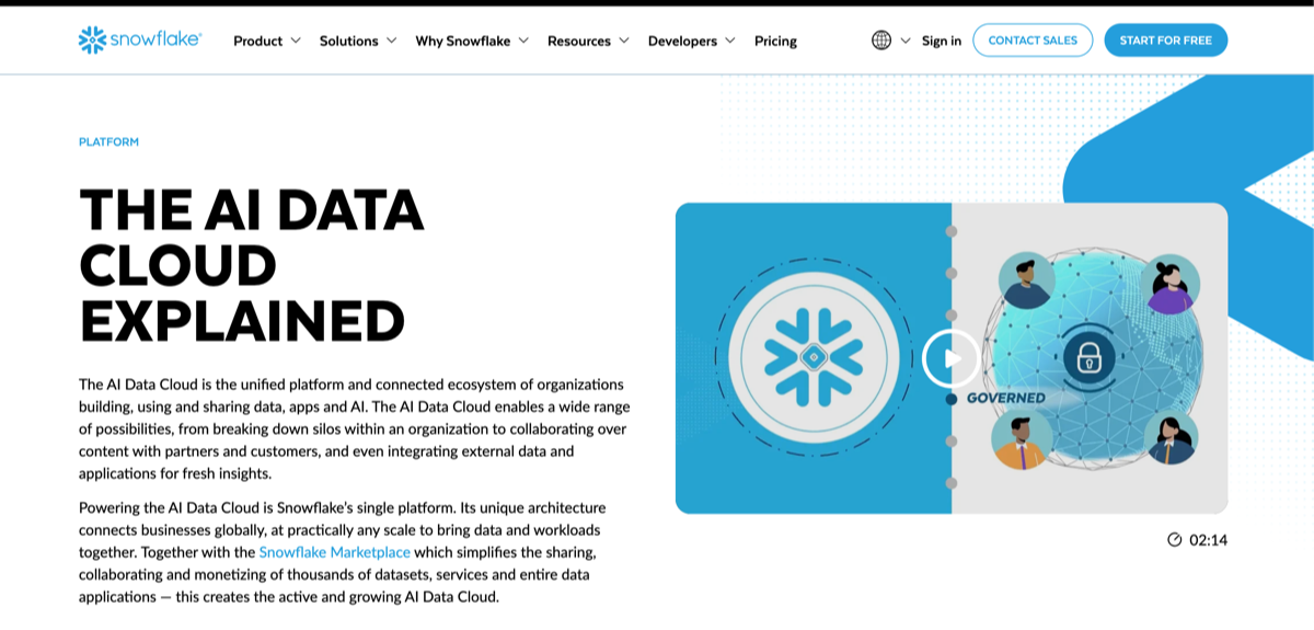 snowflake Landing Page