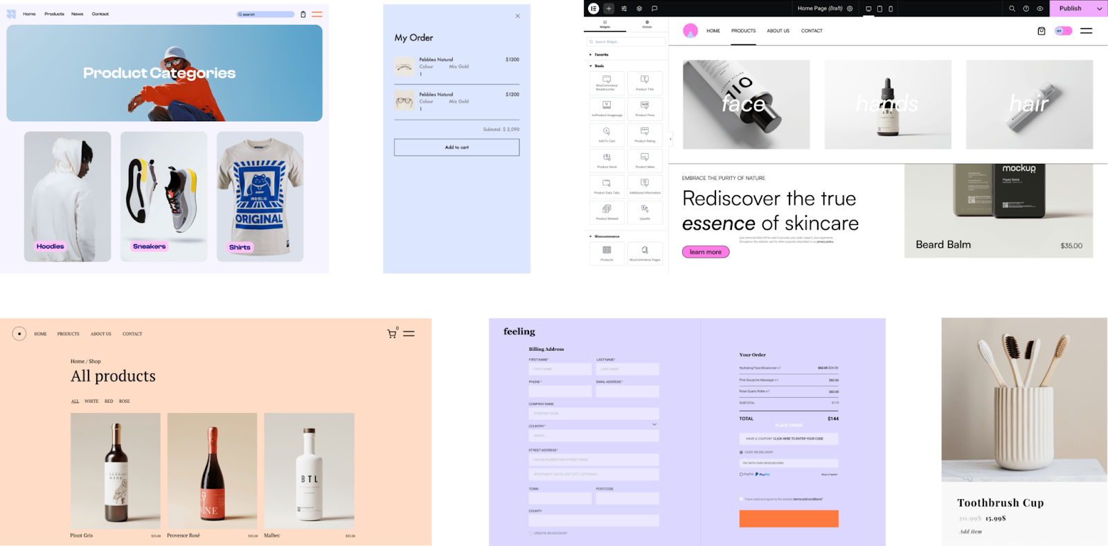 Screenshot from WooCommerce AI Plugins, Elementor's website showing how the drag-and-drop builder has created an ecommerce website