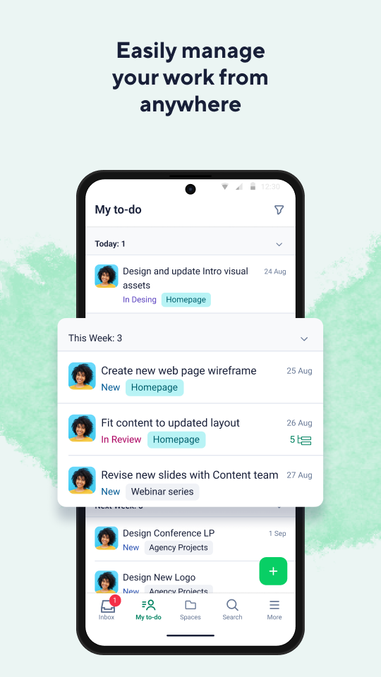 Benutzeroberfläche von Wrike auf dem Mobiltelefon