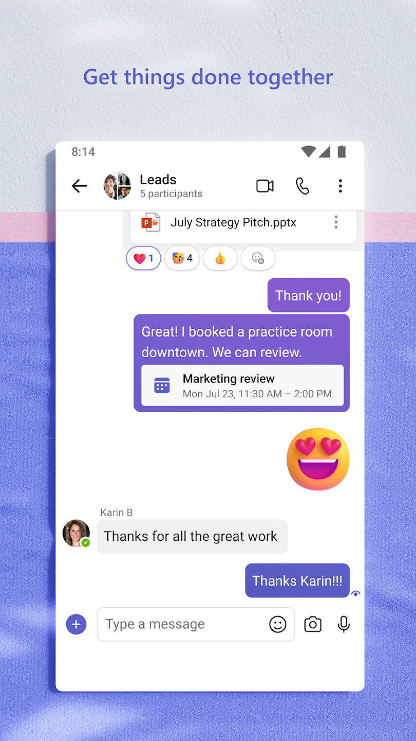 Benutzeroberfläche von Microsoft Teams auf dem Mobiltelefon