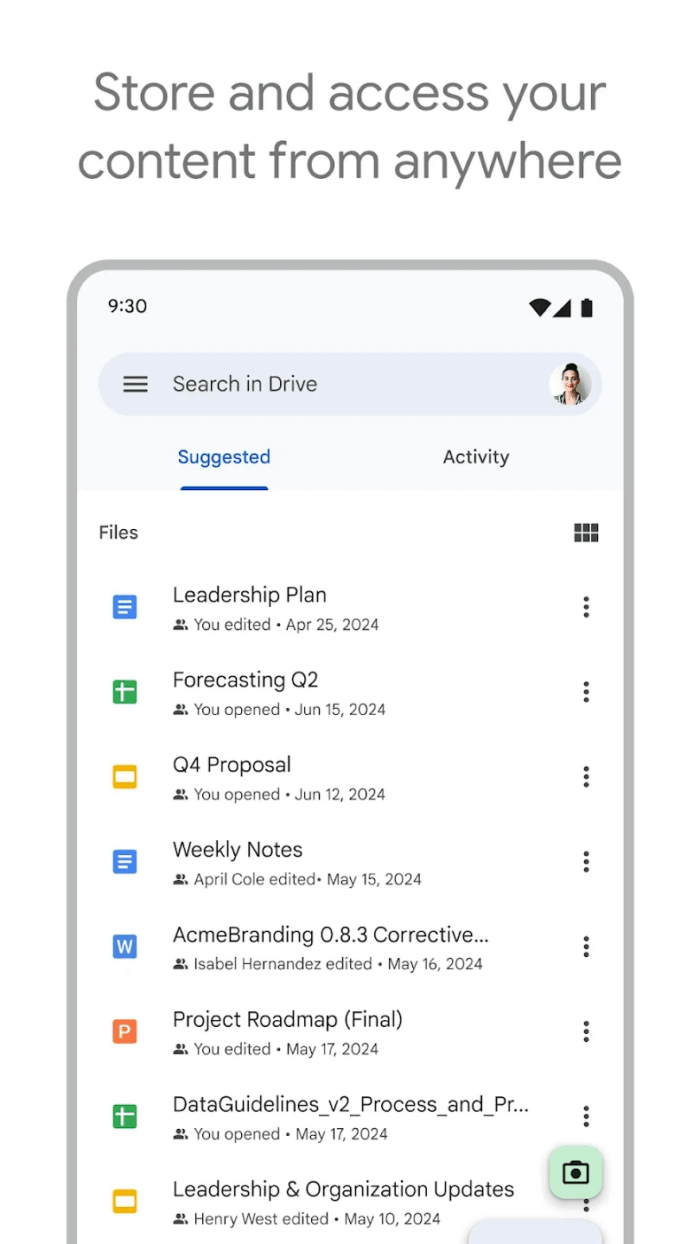 Benutzeroberfläche von Google Workspace auf dem Mobiltelefon
