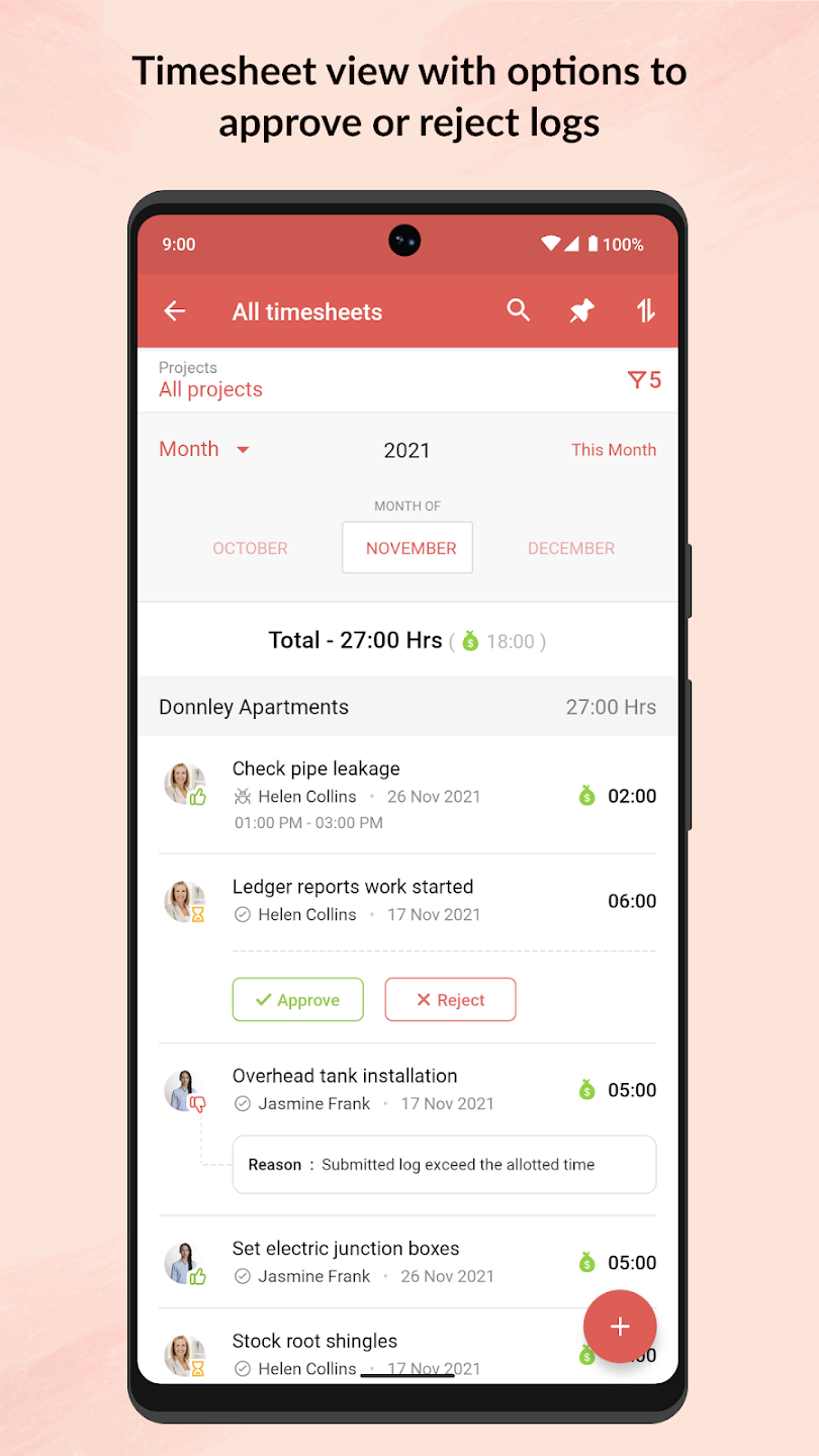 Benutzeroberfläche von Zoho Projects auf dem Mobiltelefon