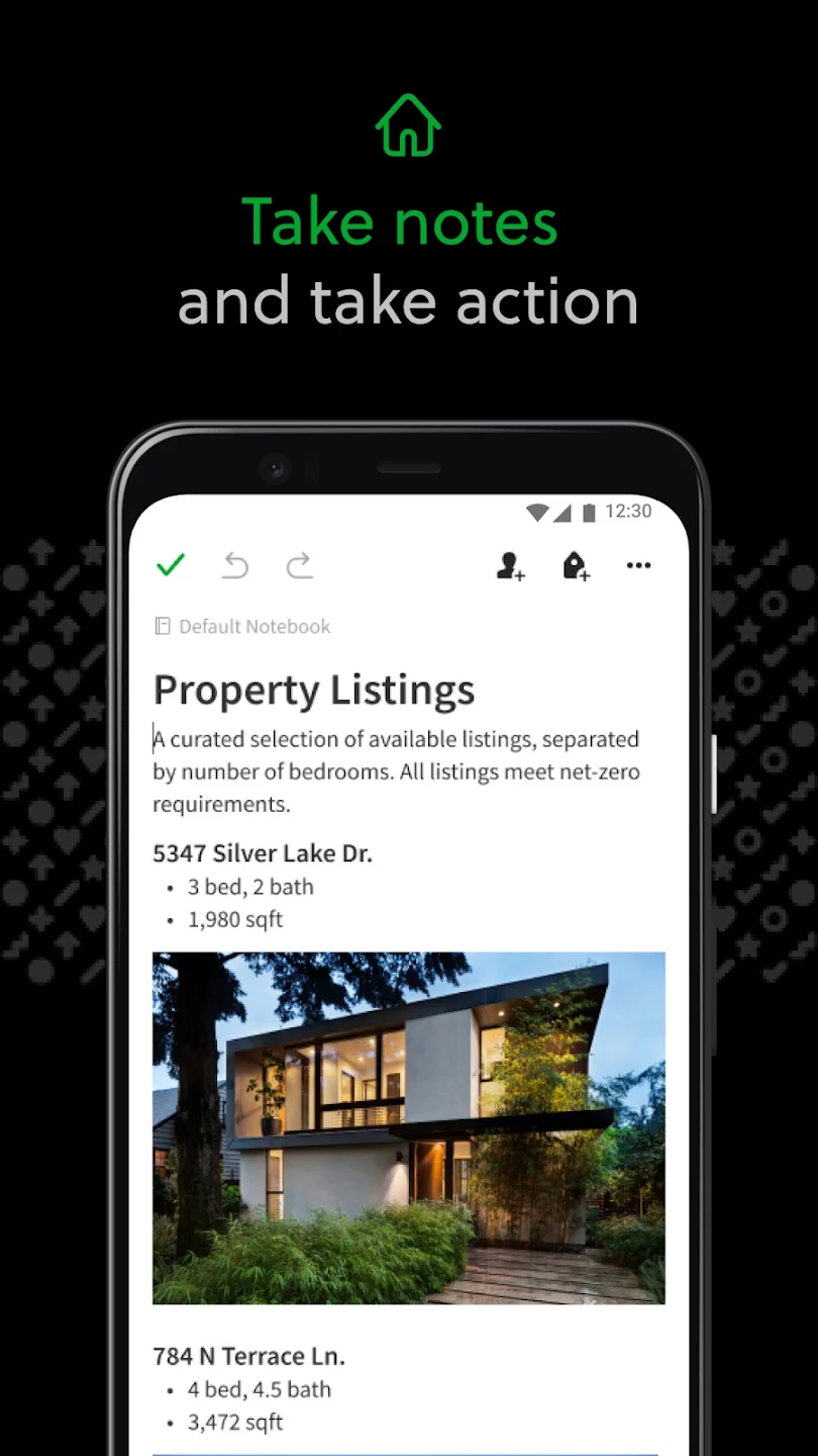 Benutzeroberfläche von Evernote auf dem Mobiltelefon