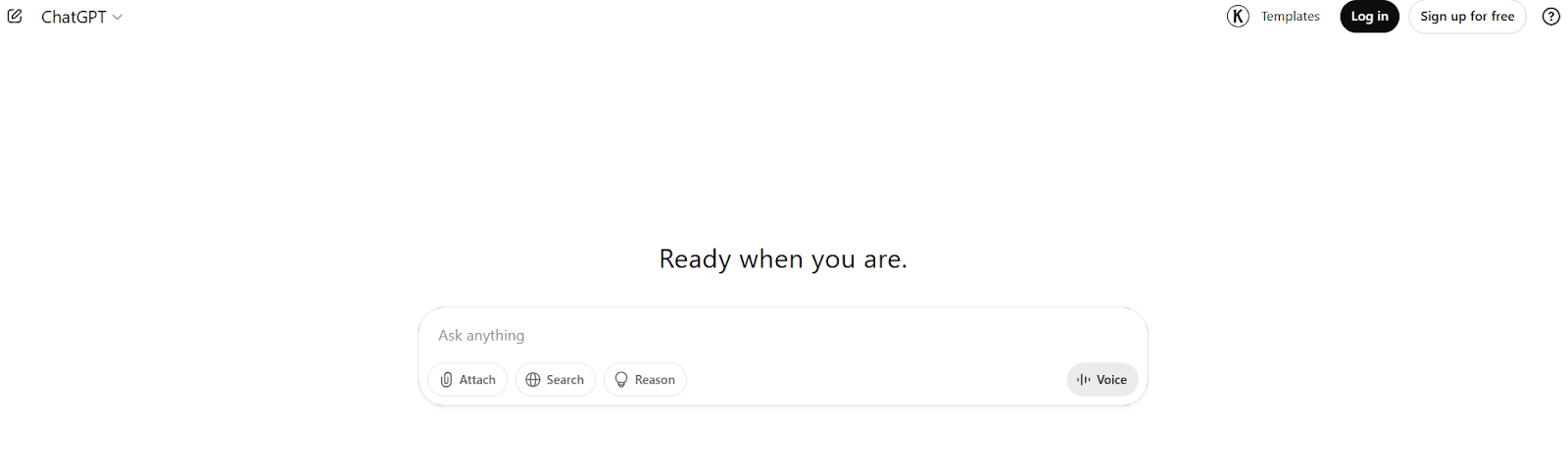 ChatGPT chat screen and prompt box