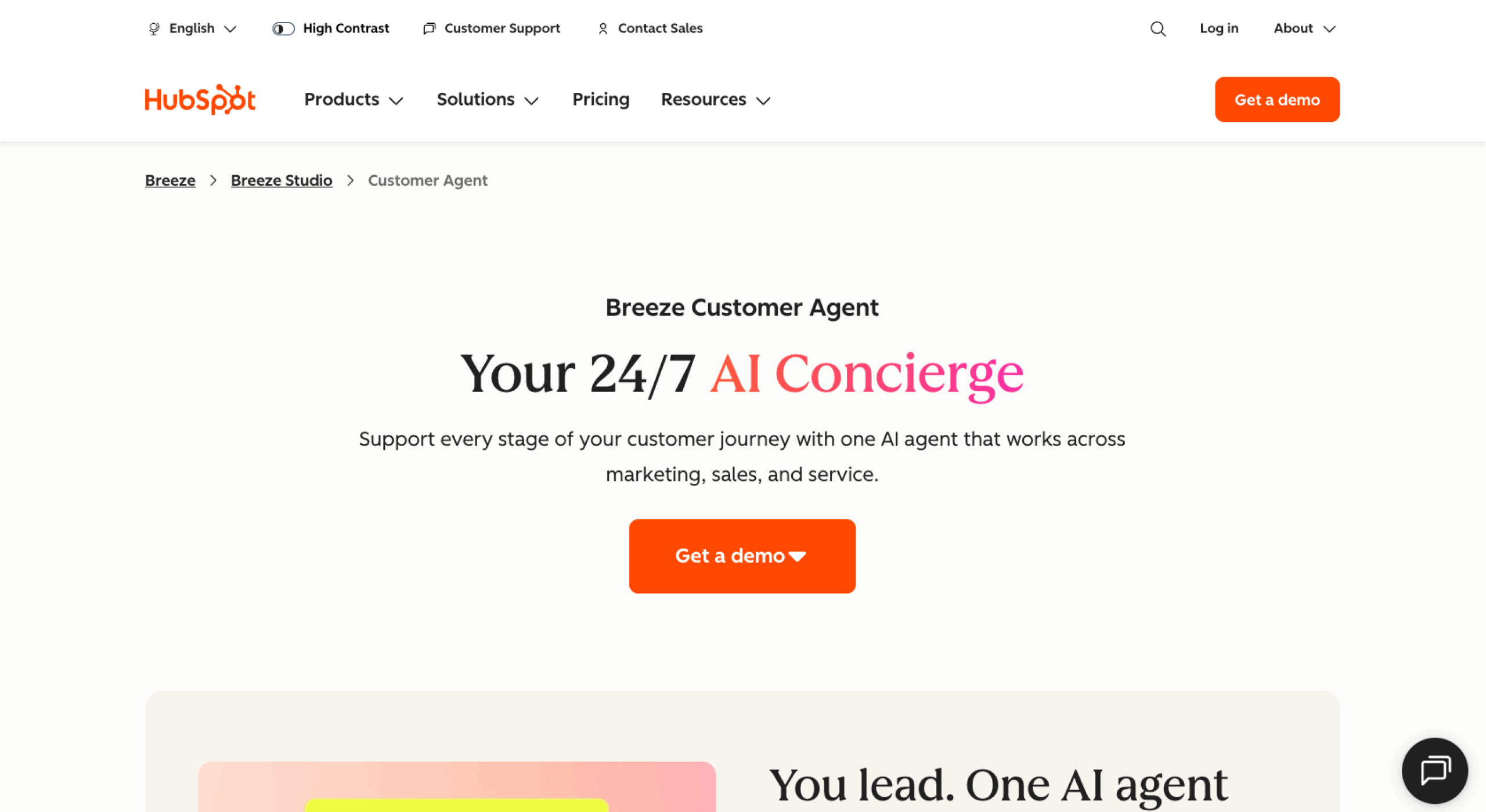 Hubspot AI Chatbot Landing Page