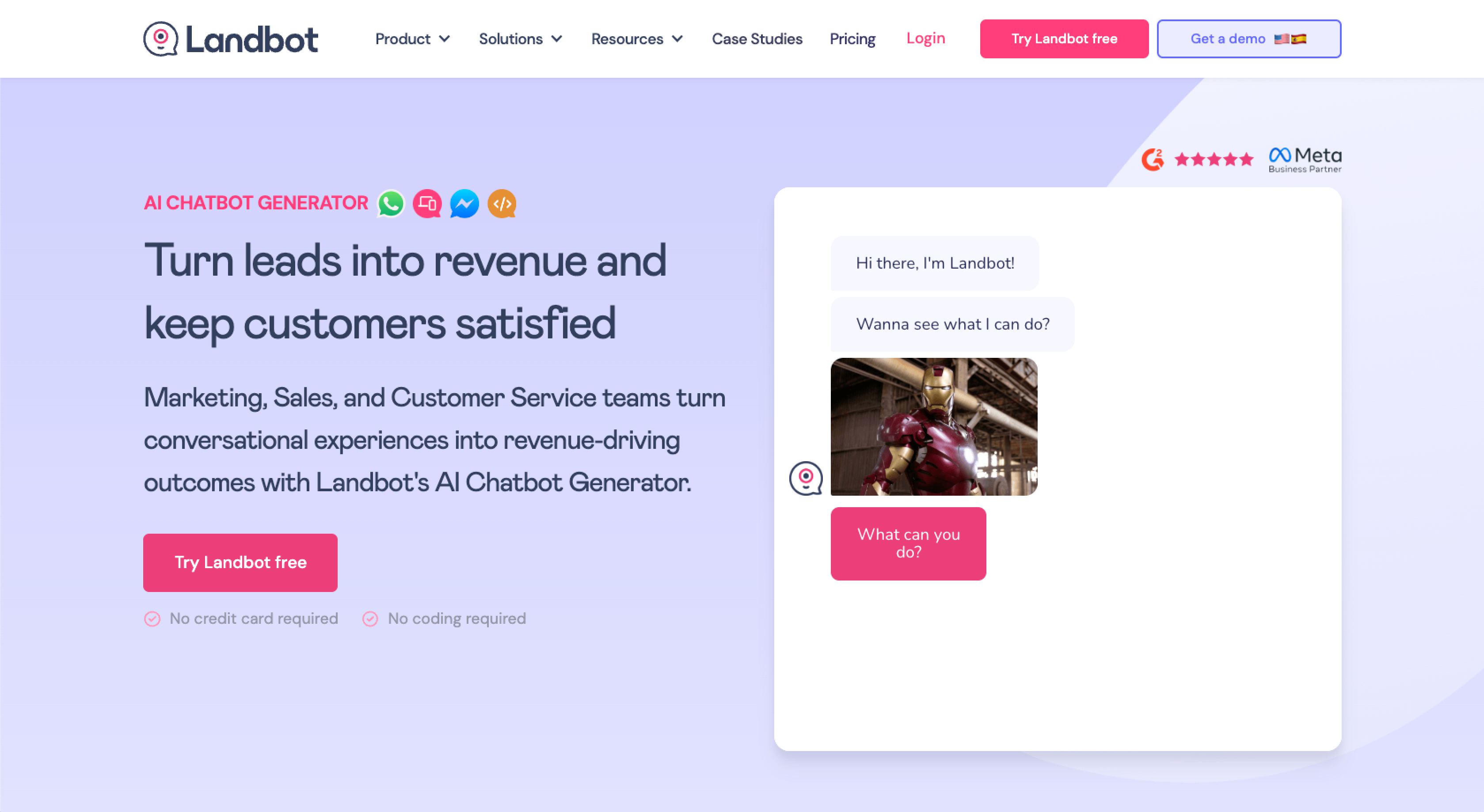 Landbot Landing Page
