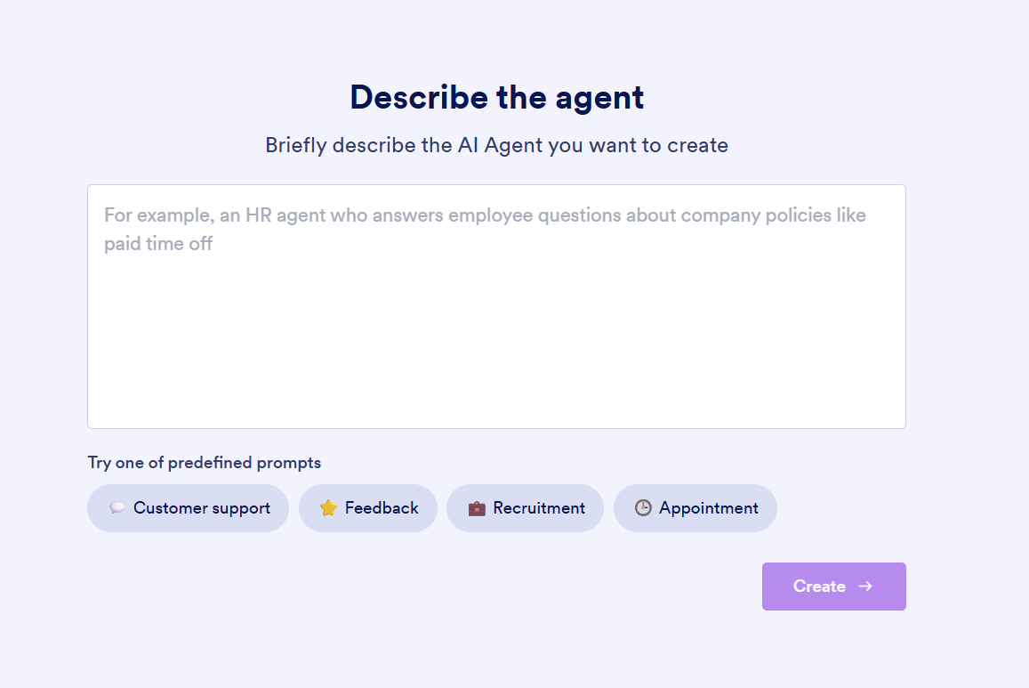Screenshot from Jotform shows how you can use natural language to create a chatbot for any use case