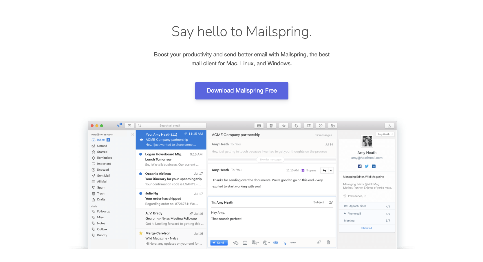 Mailspring Landing Page