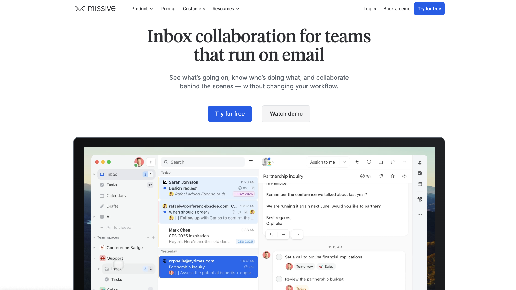 Missive Landing Page