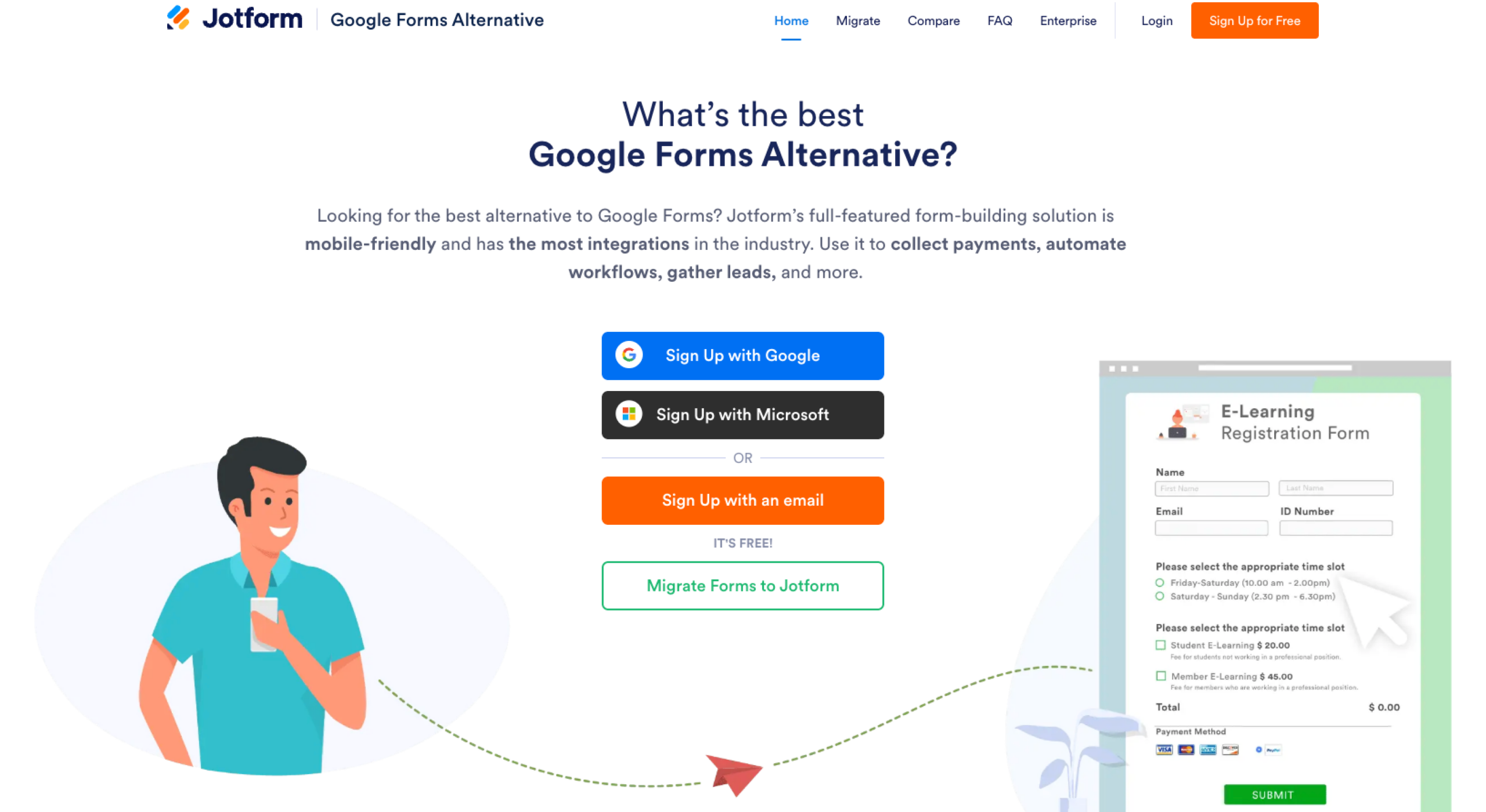 Jotform Google Forms Alternative Landing Page