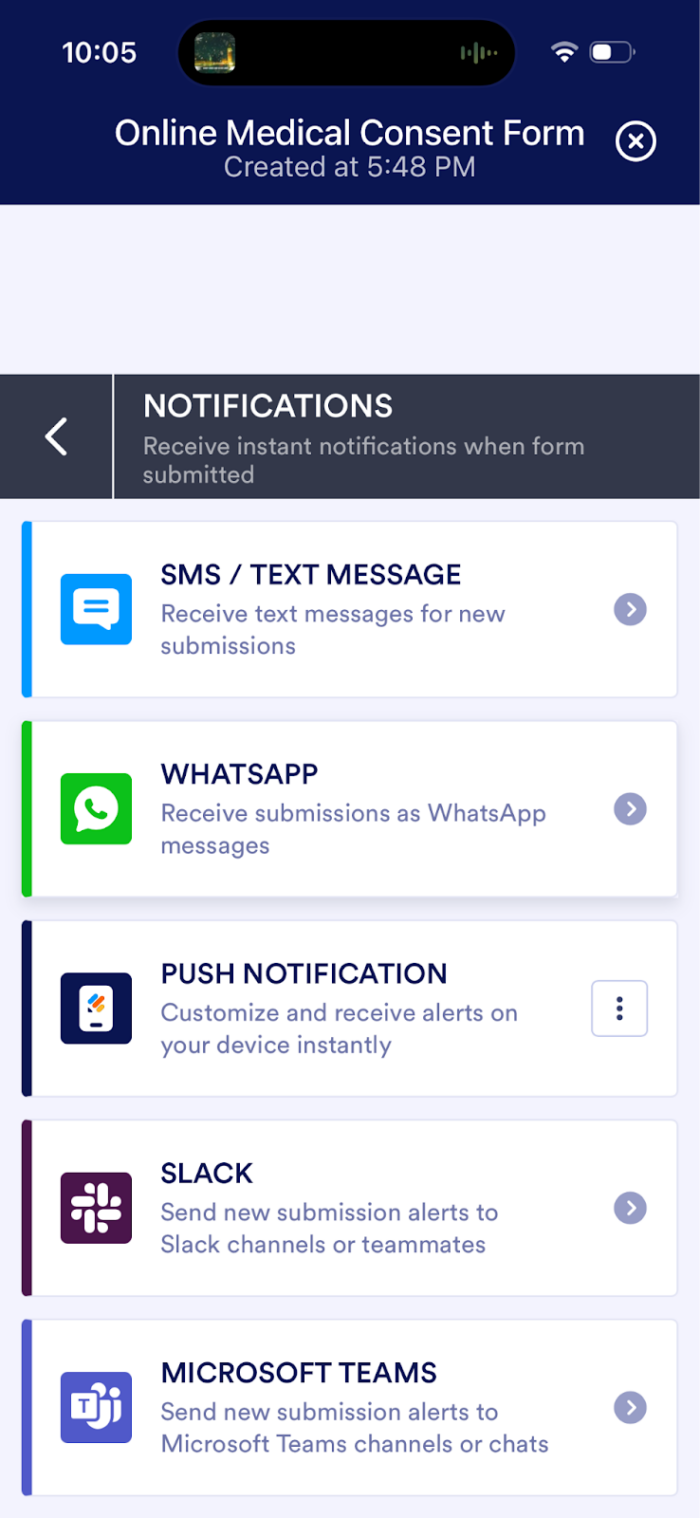 Bekijken van de Meldingen opties op mobiel