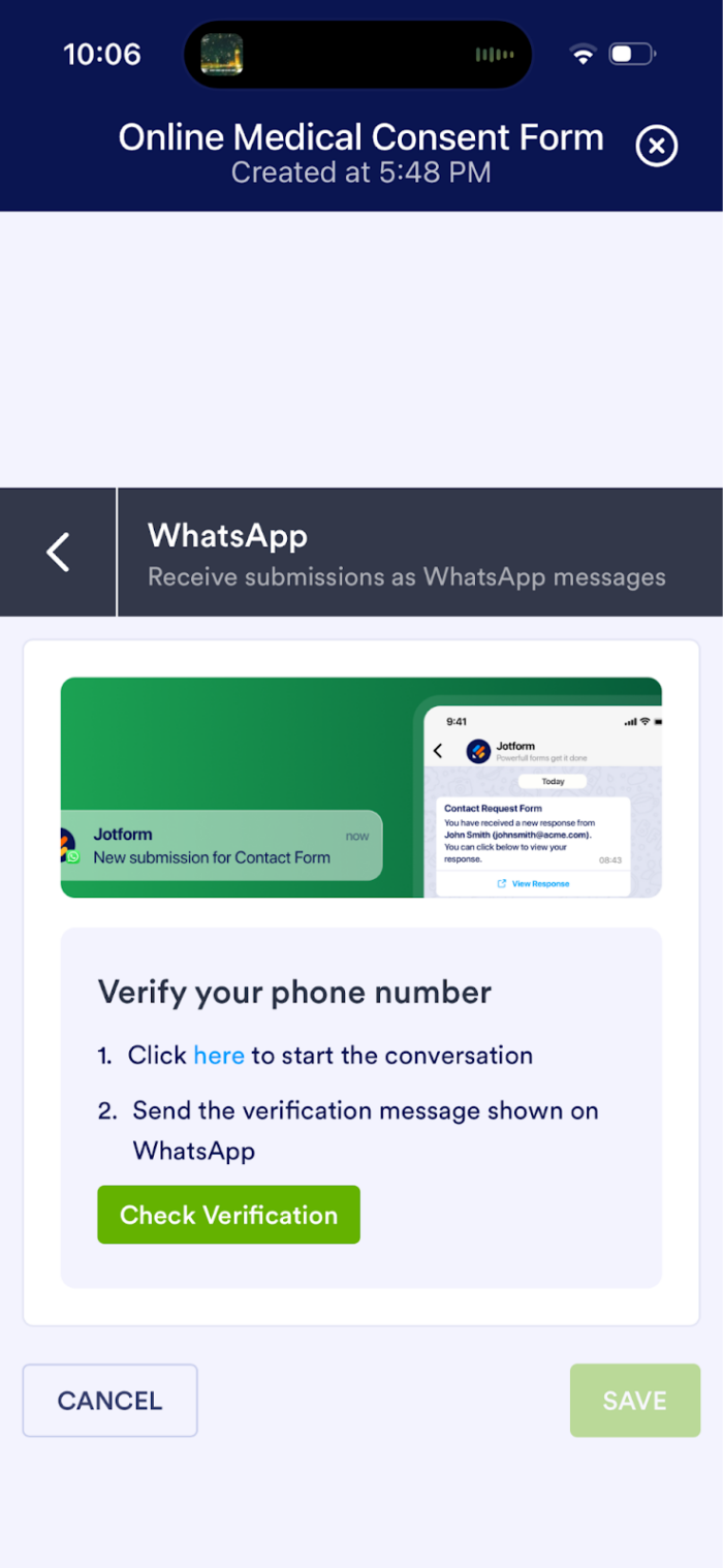 Selecteren van de WhatsApp optie op mobiel