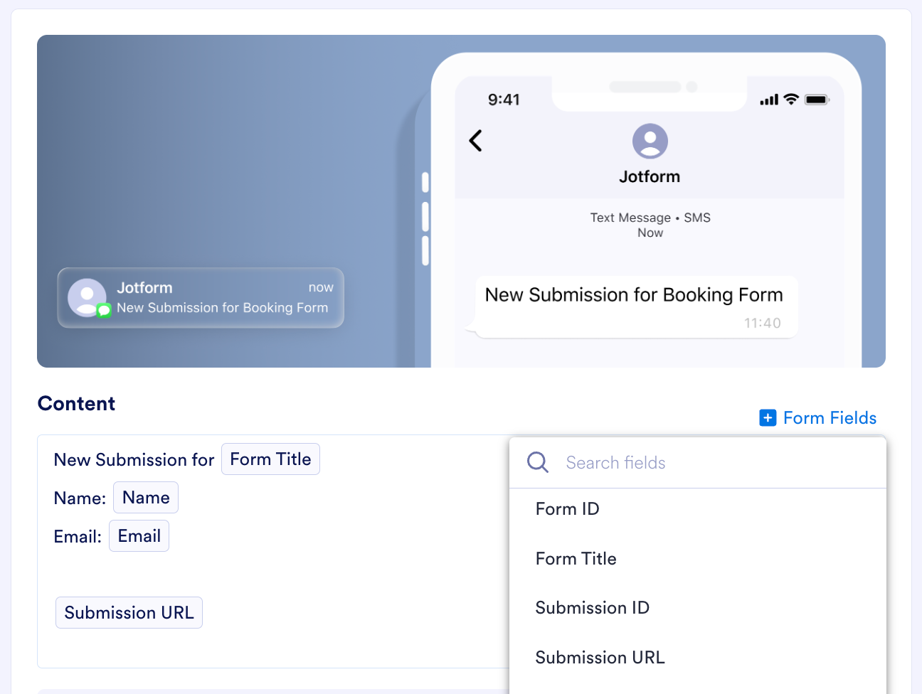 Kiezen welke formuliervelden op te nemen in de melding vanuit de Inhoud sectie
