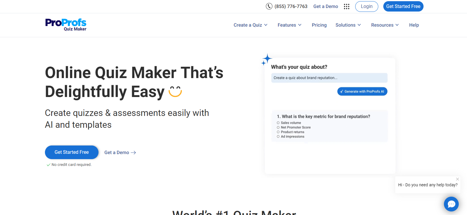 Page d'accueil de ProProfs Quiz Maker