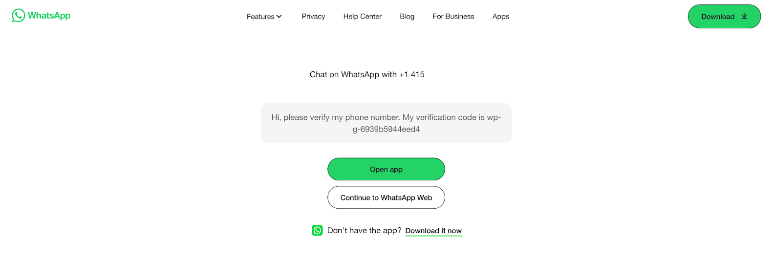 Viewing the Whatsapp app and entering a phone number to start a chat