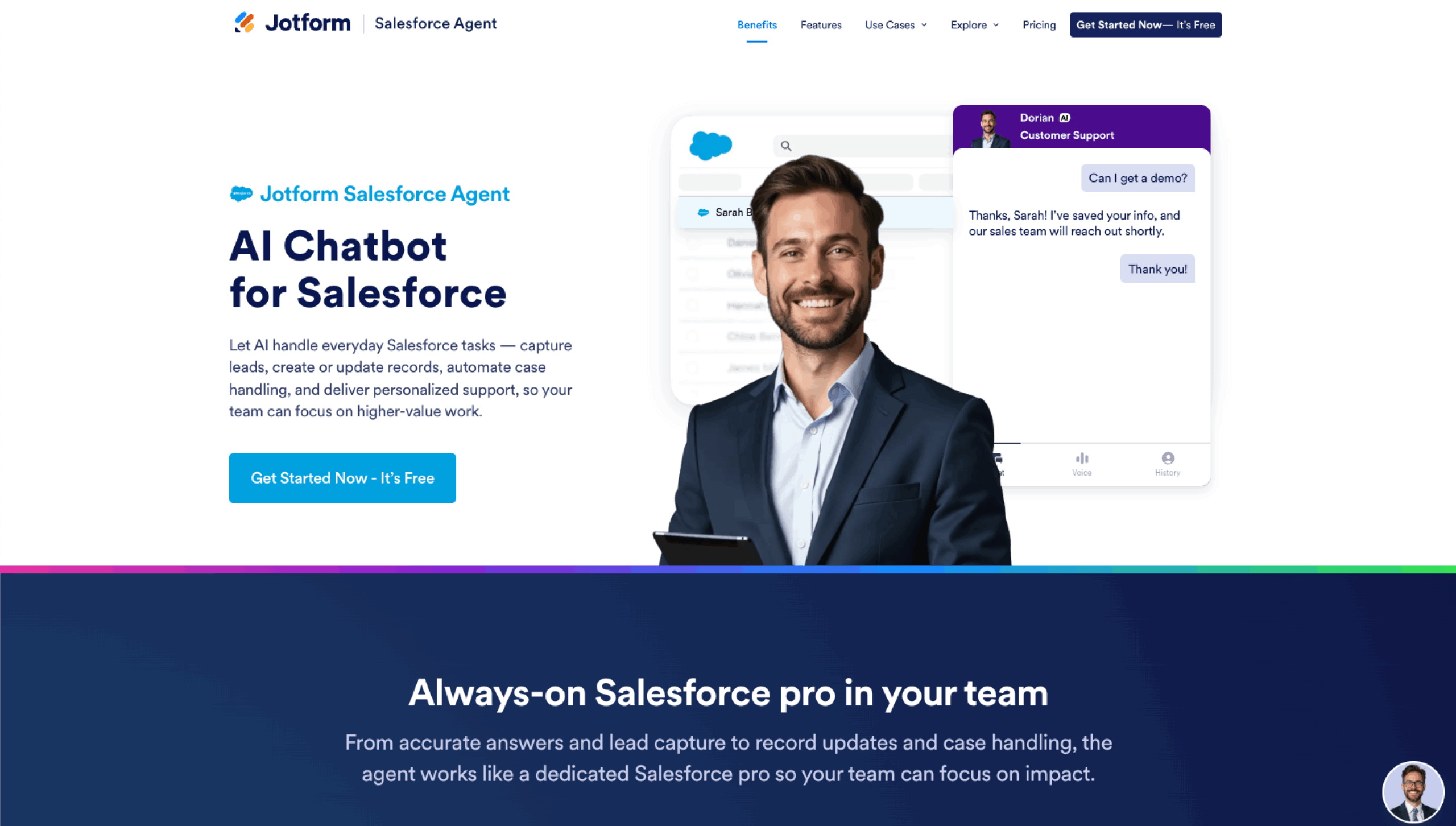 Jotform Salesforce Agent Landing Page