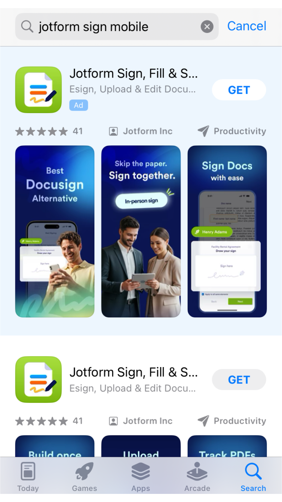 App Store Jotform Sign Mobile App Store Page