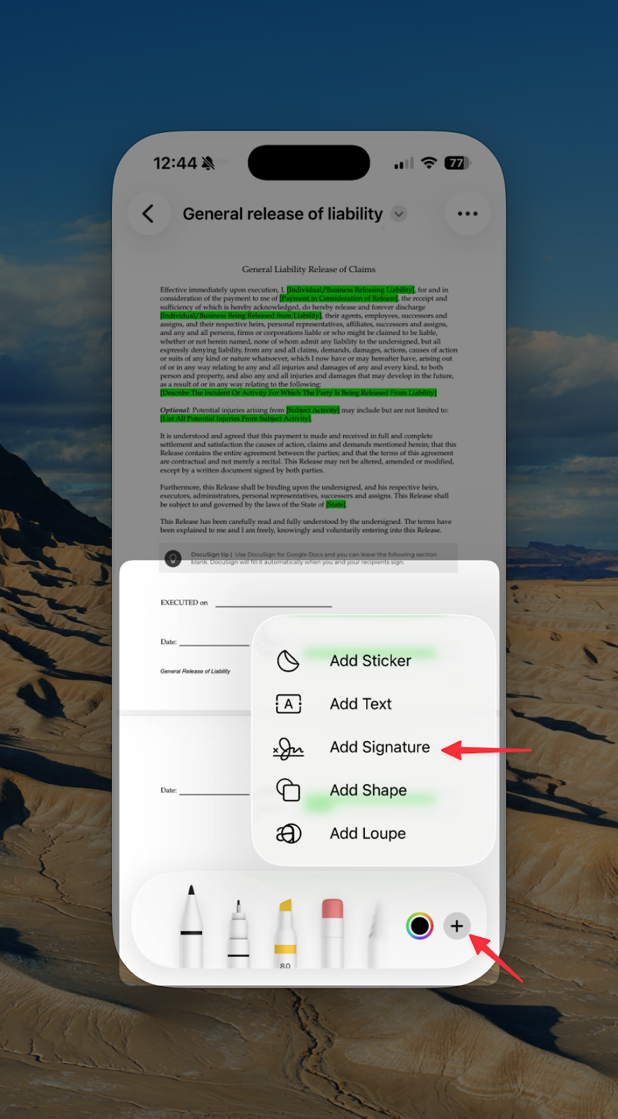 Jotform Sign Mobile Add Signature Button