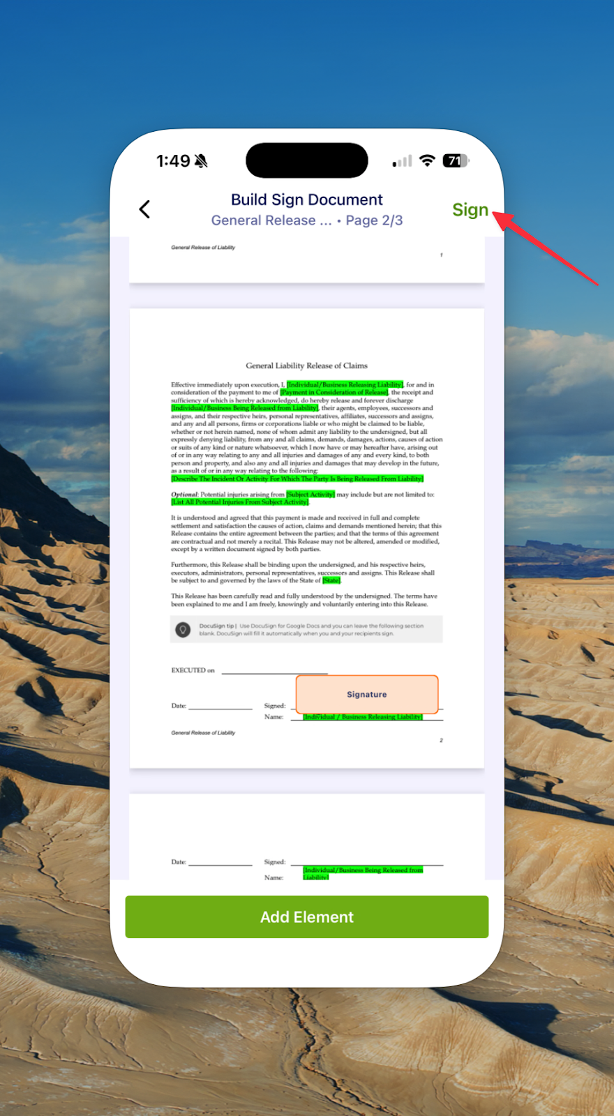 Jotform Sign Mobile Sign Button