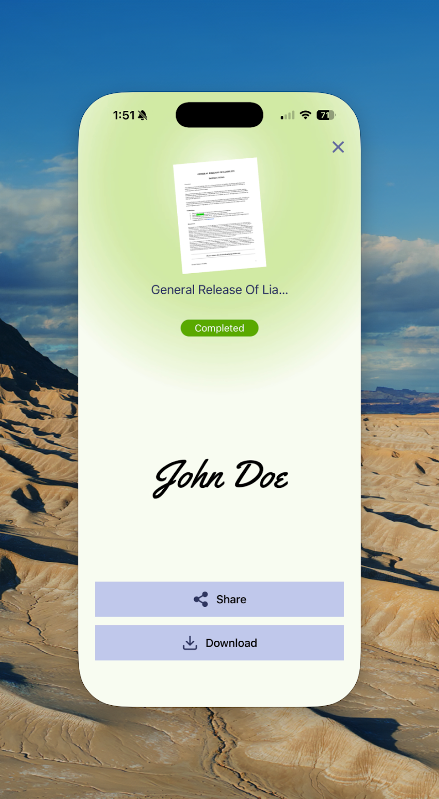 Jotform Sign Mobile Signing Complete Screen