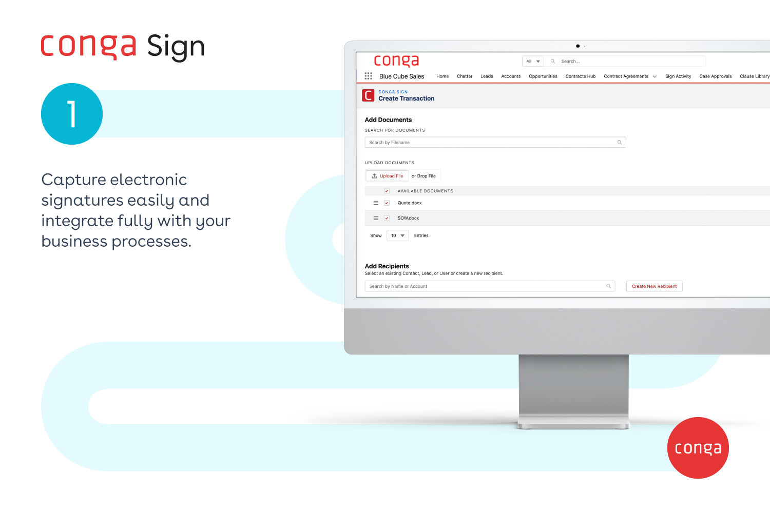 Conga Sign Landing Page and Diagram 