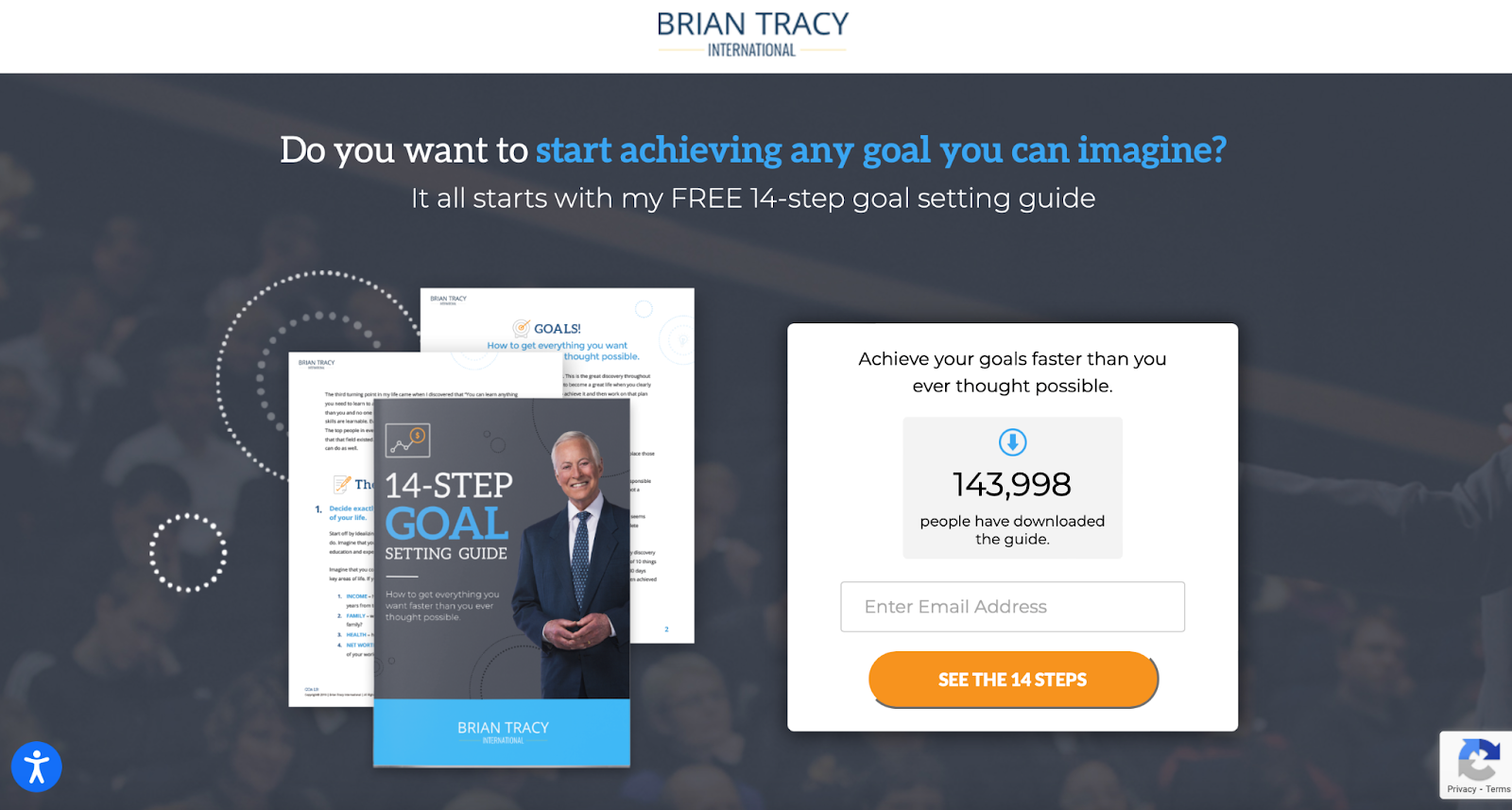 Benutzeroberfläche von Brian Tracys 14-Schritte-Leitfaden zur Zielsetzung
