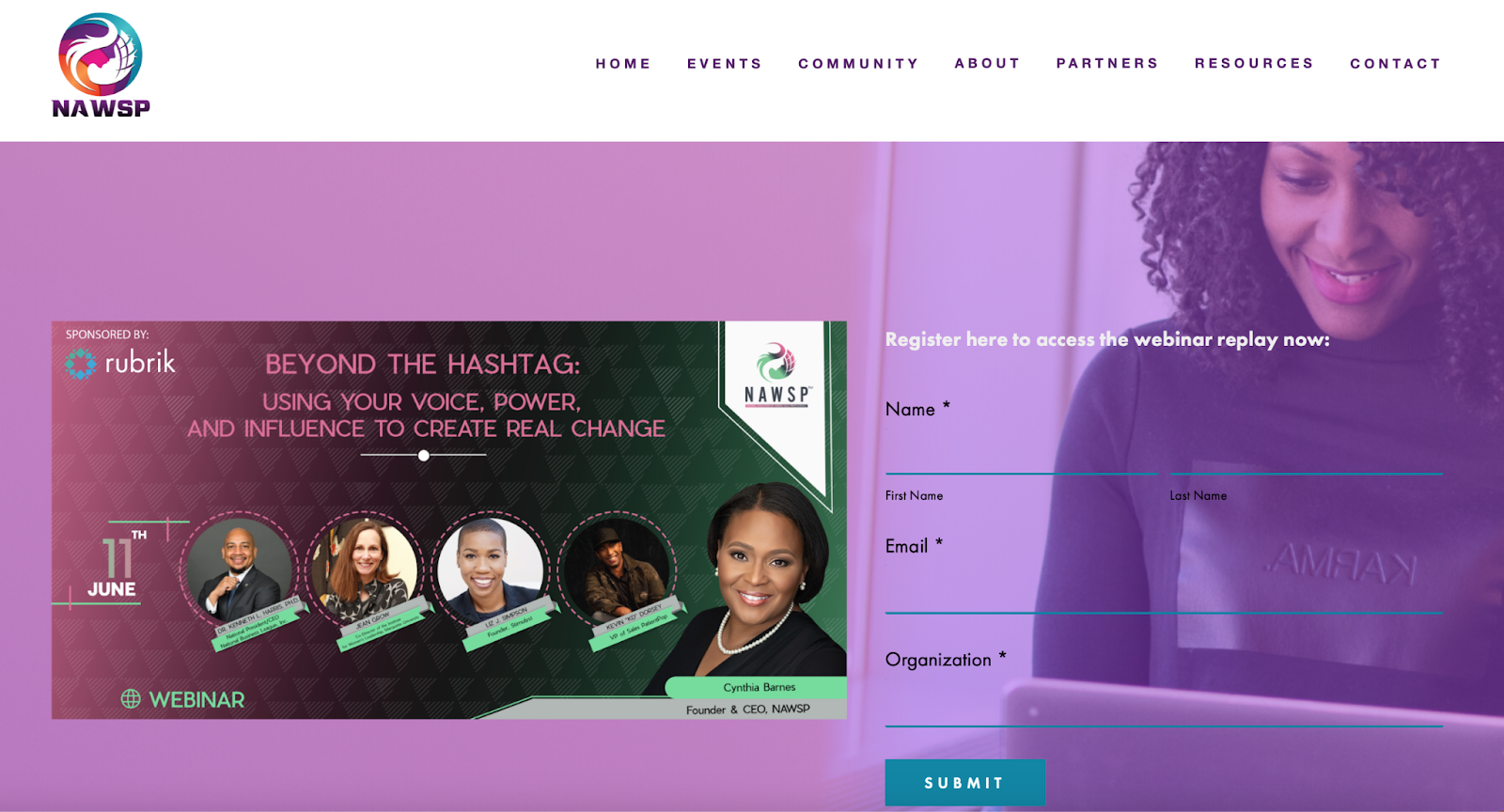 Benutzeroberfläche der National Association of Women Sales Professionals (NAWSP)