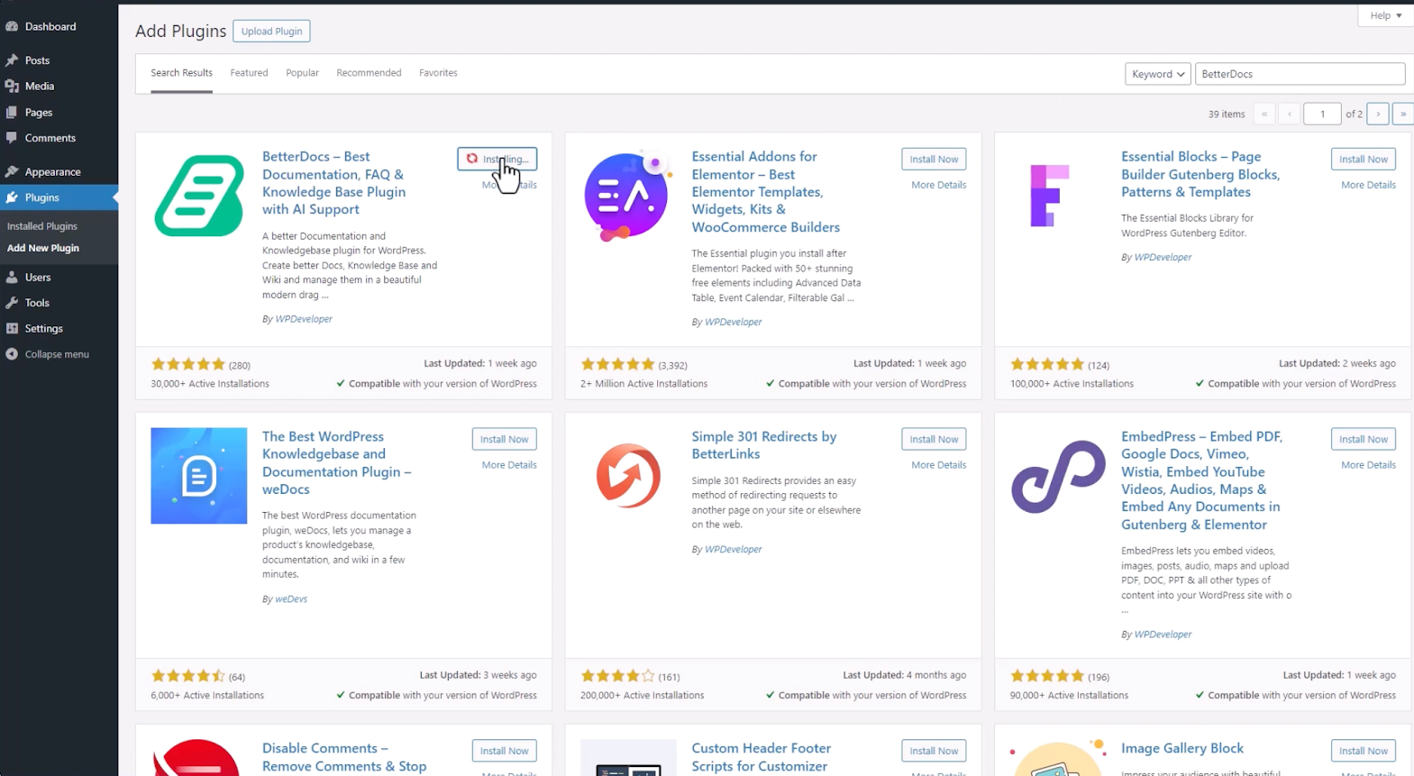 Plug-in BetterDocs pour WordPress