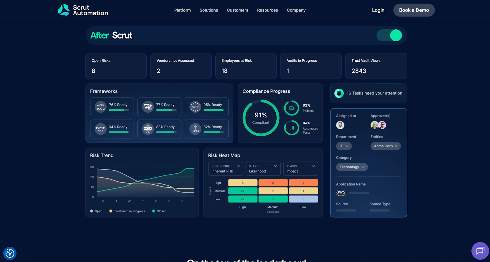 Screenshot of Scrut Automation landing page