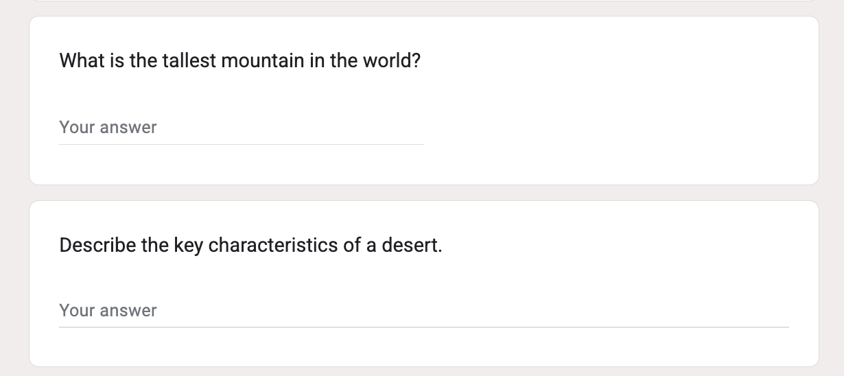 Google Forms Short Text Field vs Paragraph Field
