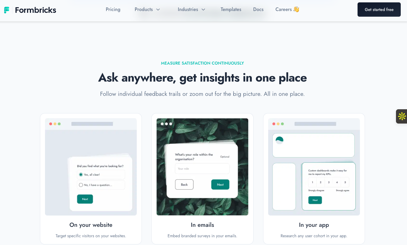 Screenshot of Formbricks landing page