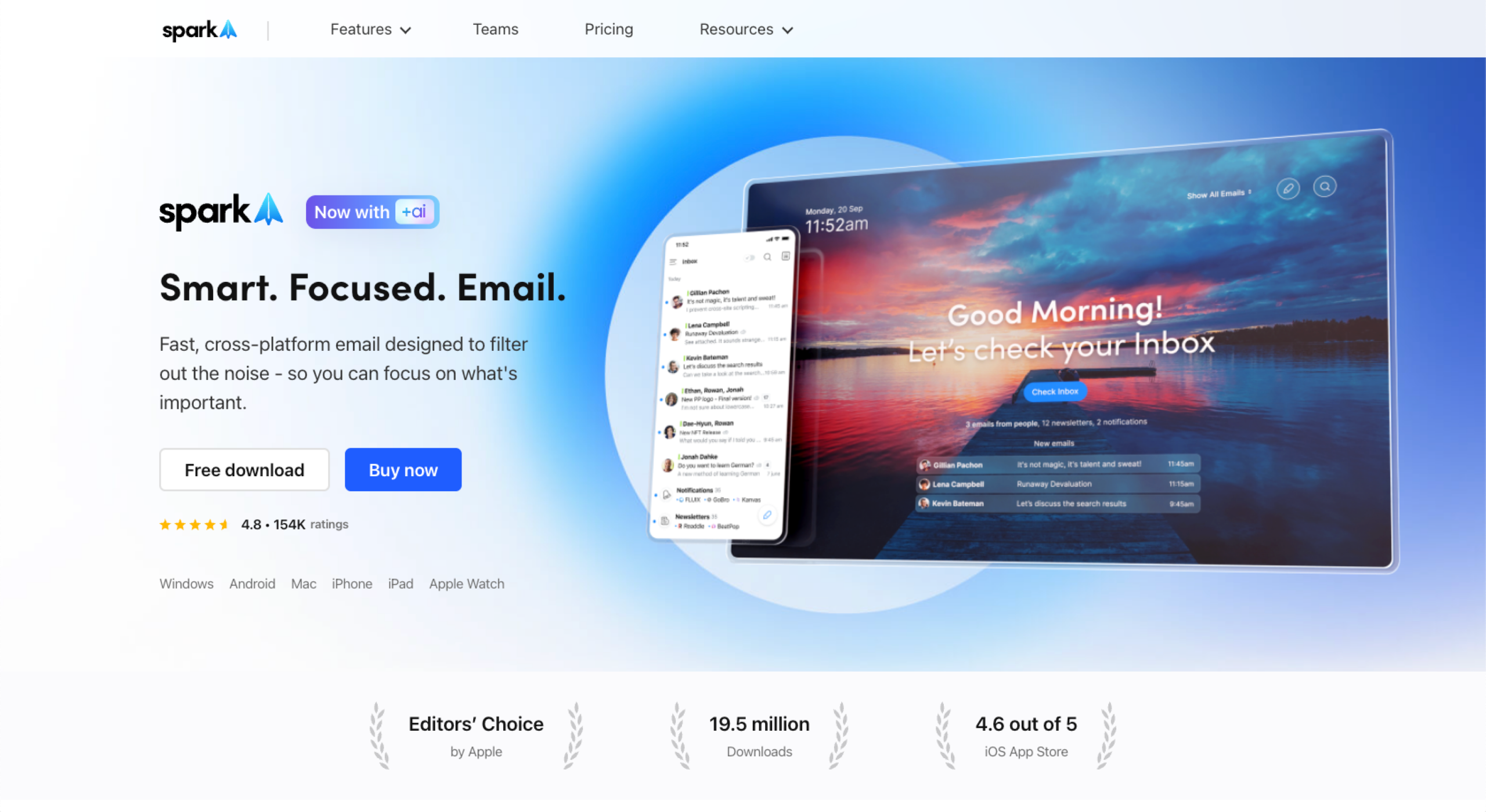 Spark Mail App Landing Page