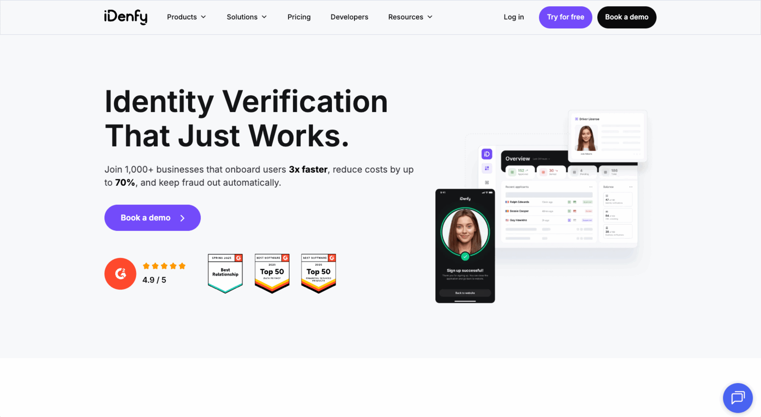 iDenfy Landing Page