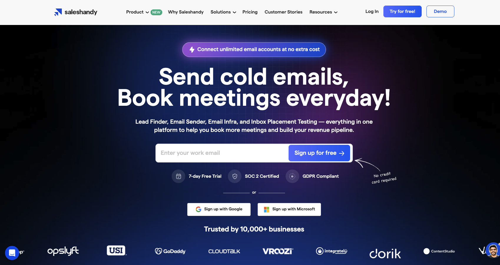 Saleshandy Landing Page