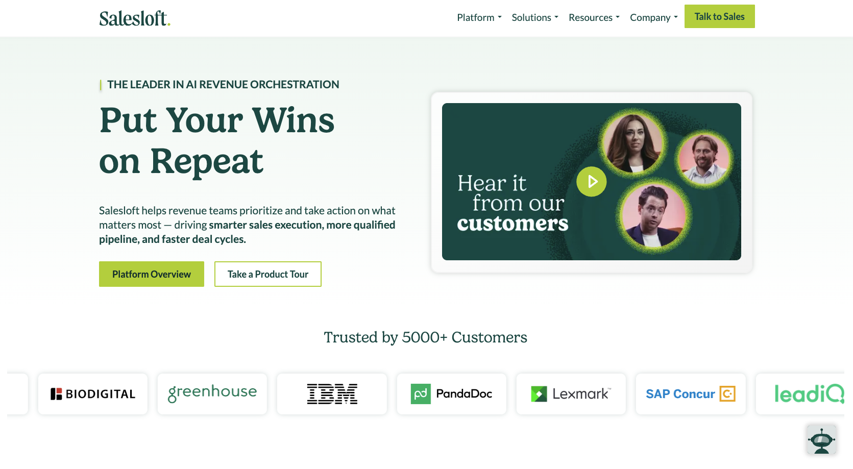 Salesloft Landing Page