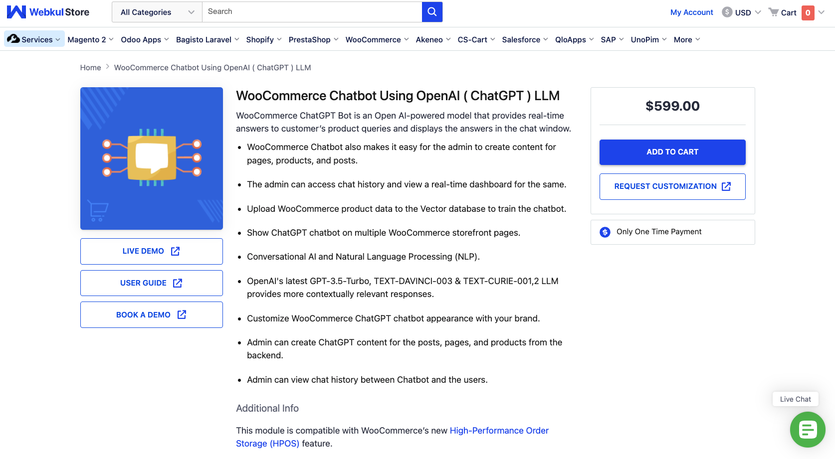 WooCommerce Chatbot by Webkul on thw Webkul Store