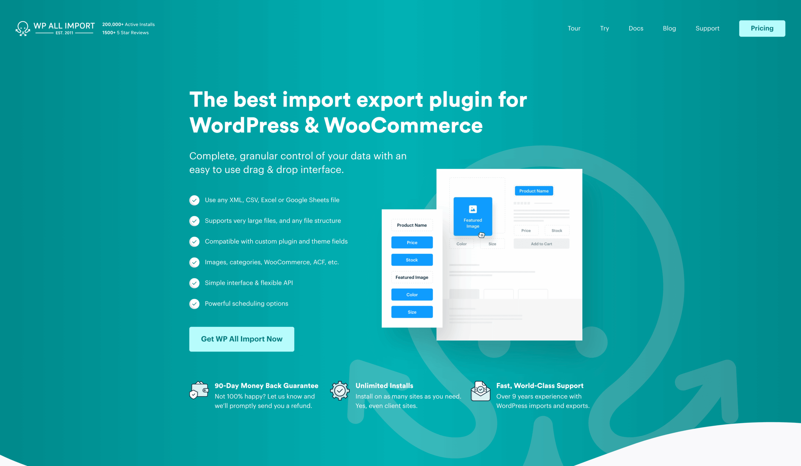 Screenshot of WP All Import landing page